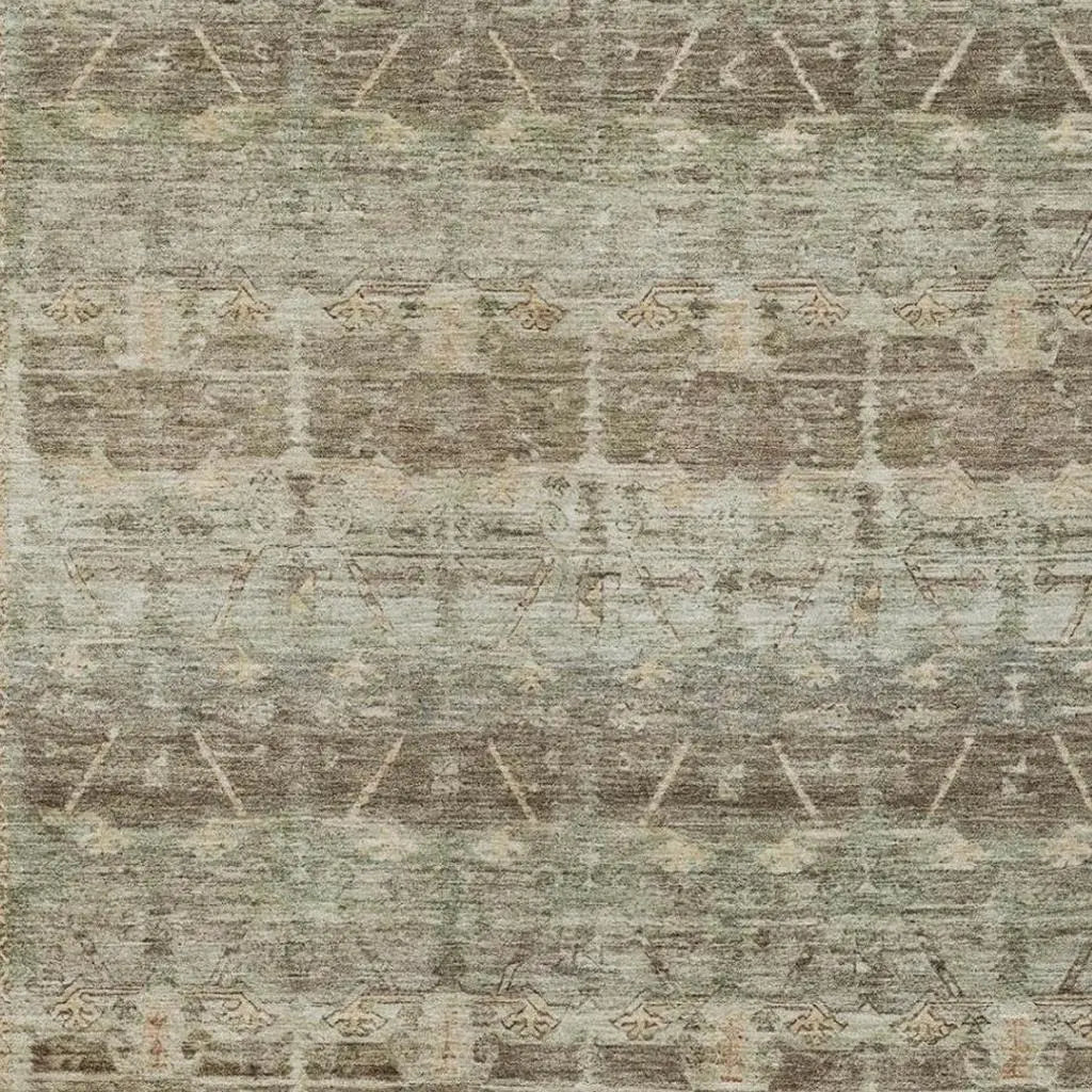 8' X 10' Chocolate And Brown Tribal Washable Indoor Outdoor Area Rug Homeroots Outdoor