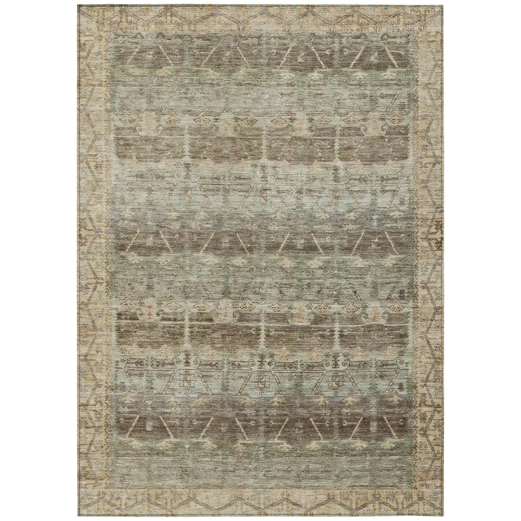 8' X 10' Chocolate And Brown Tribal Washable Indoor Outdoor Area Rug Homeroots Outdoor