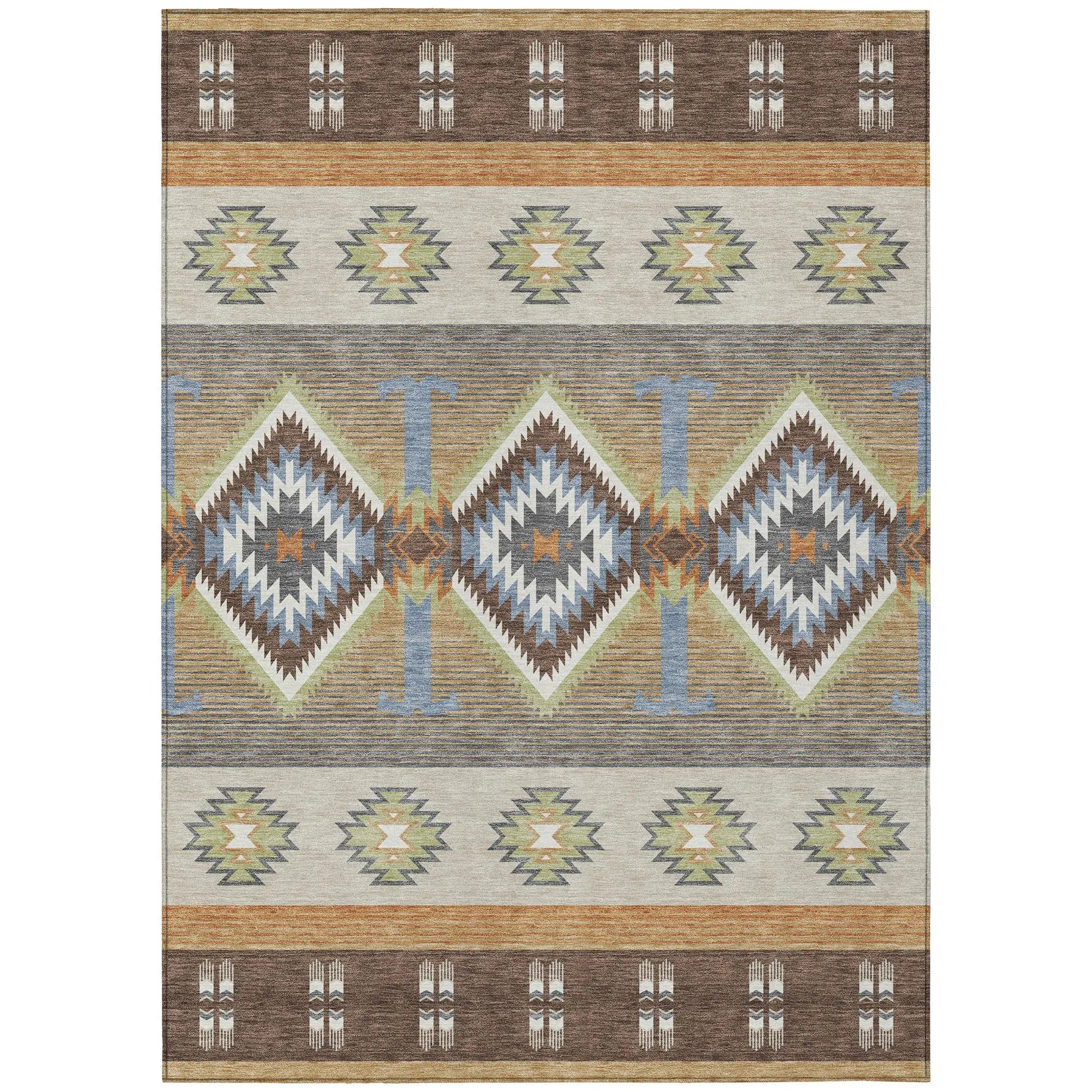 8' X 10' Chocolate And Copper Southwestern Washable Indoor Outdoor Area Rug Homeroots Outdoor