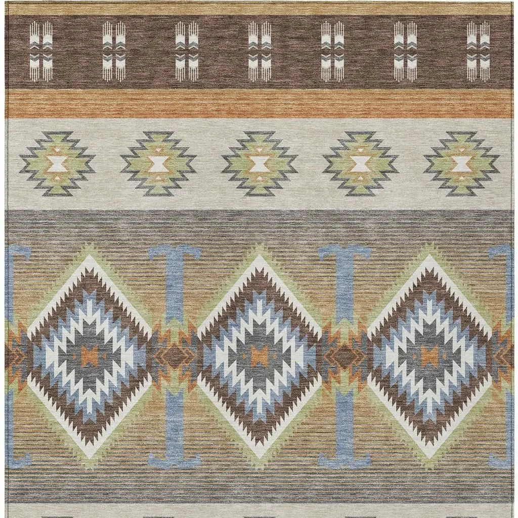 8' X 10' Chocolate And Copper Southwestern Washable Indoor Outdoor Area Rug Homeroots Outdoor