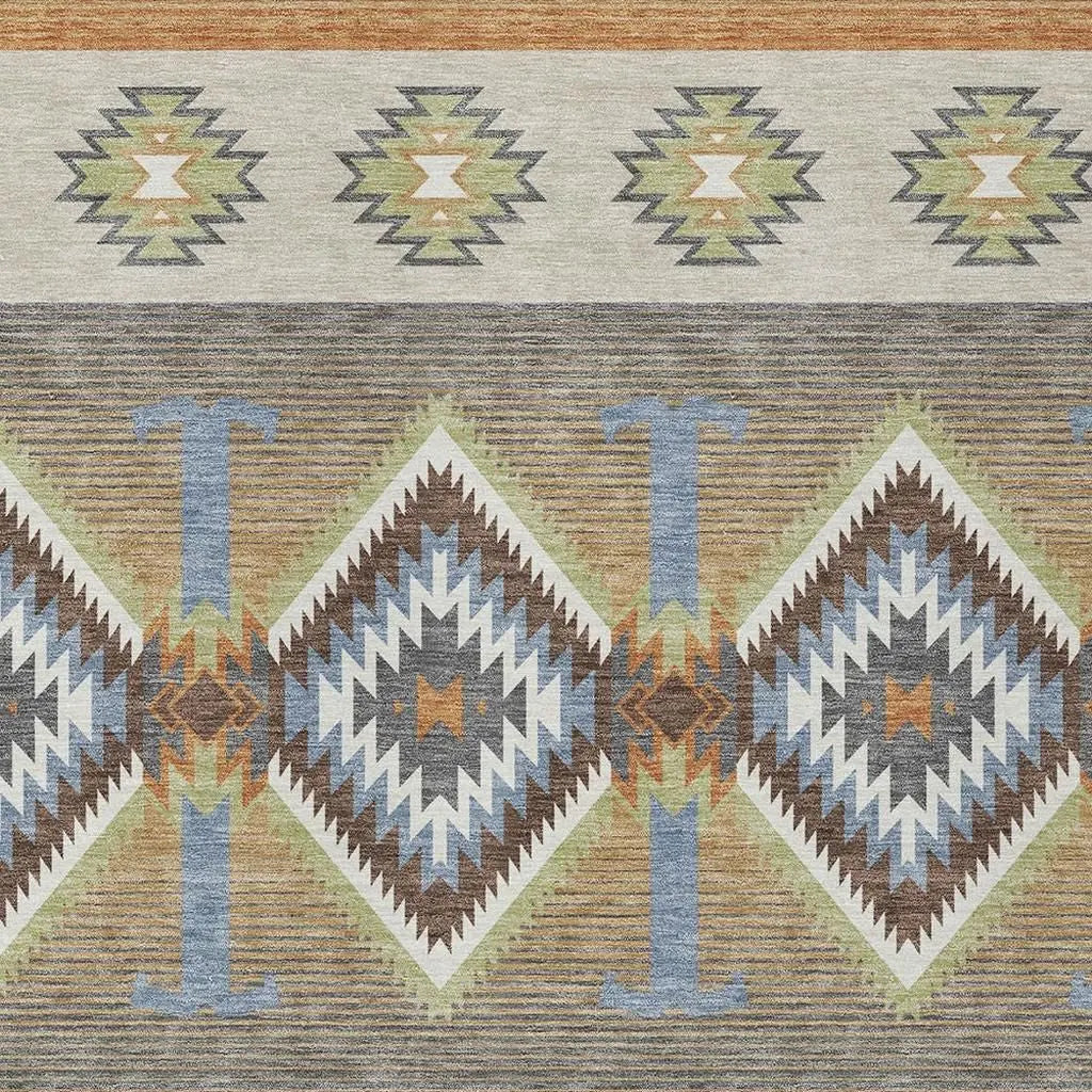 8' X 10' Chocolate And Copper Southwestern Washable Indoor Outdoor Area Rug Homeroots Outdoor