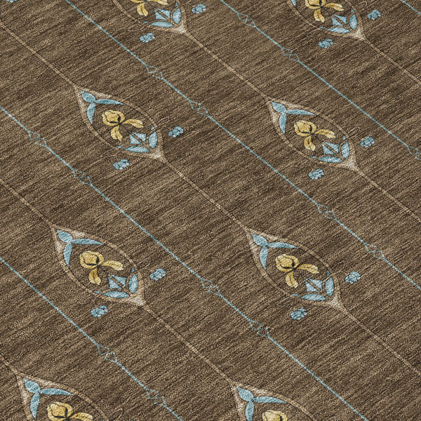 8' X 10' Chocolate And Gold Geometric Washable Indoor Outdoor Area Rug Homeroots Outdoor