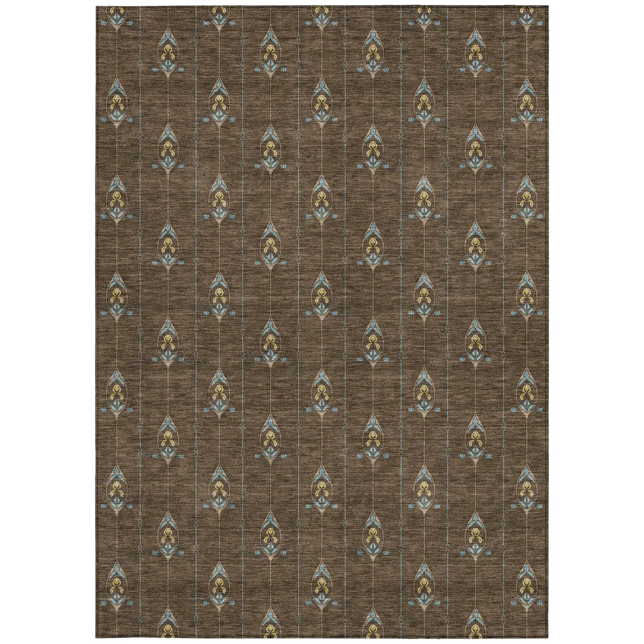 8' X 10' Chocolate And Gold Geometric Washable Indoor Outdoor Area Rug Homeroots Outdoor