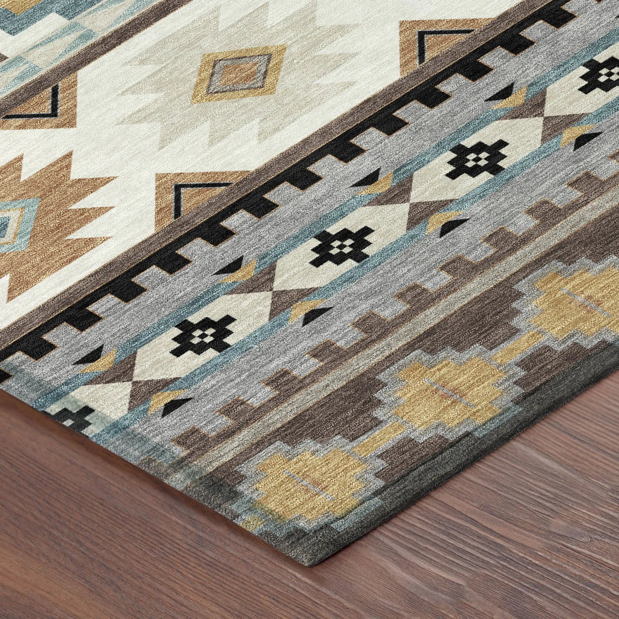 8' X 10' Chocolate And Gold Southwestern Washable Indoor Outdoor Area Rug Homeroots Outdoor