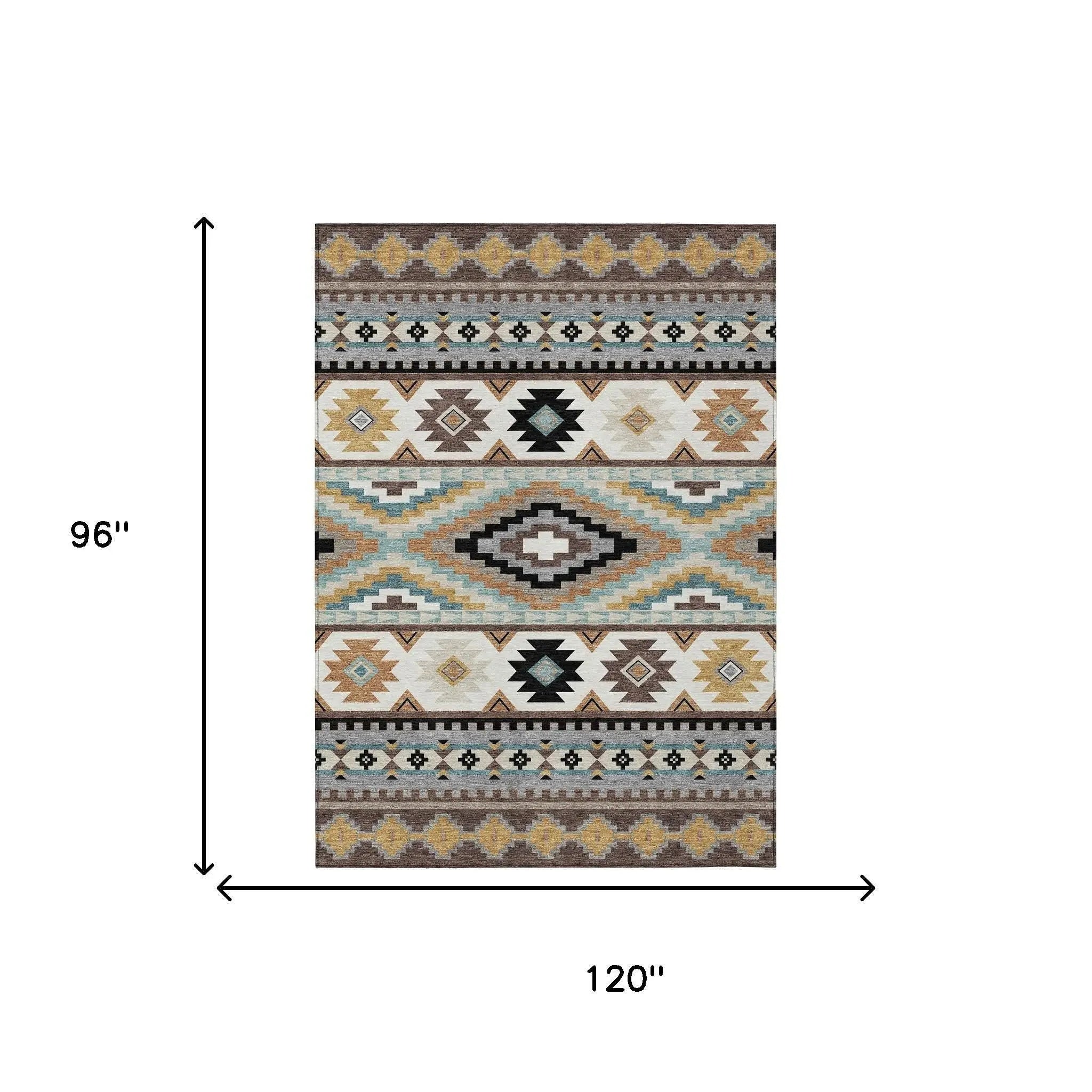 8' X 10' Chocolate And Gold Southwestern Washable Indoor Outdoor Area Rug Homeroots Outdoor