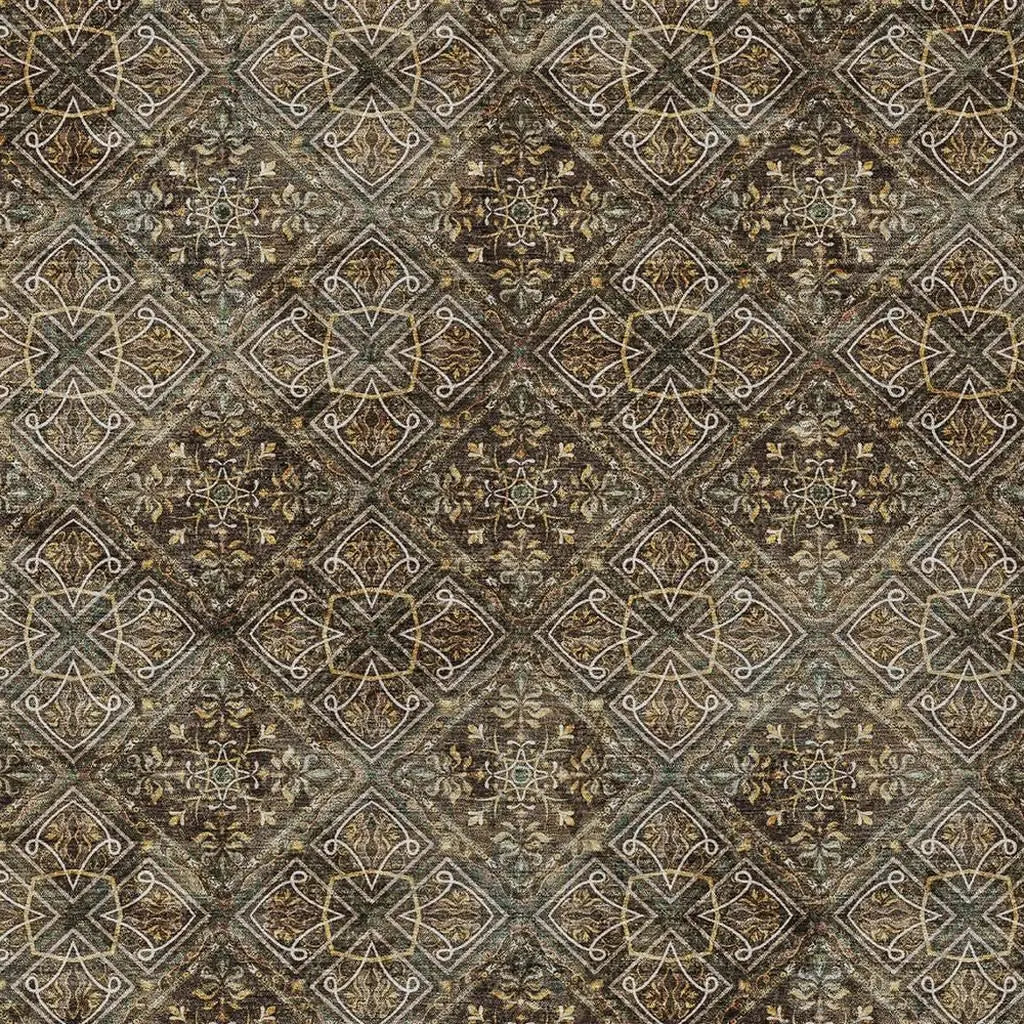 8' X 10' Chocolate And Gray Geometric Washable Indoor Outdoor Area Rug Homeroots Outdoor