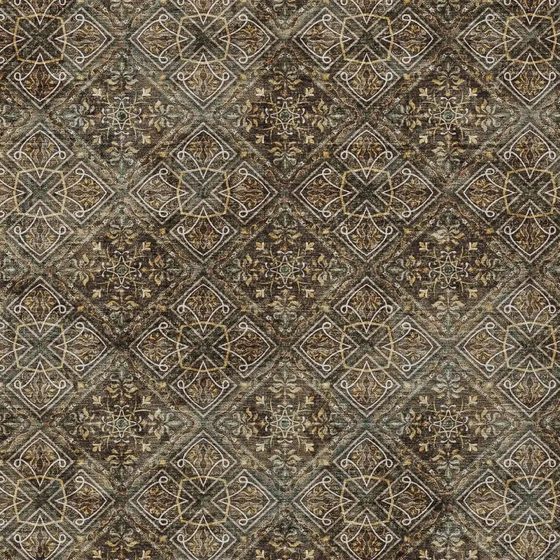 8' X 10' Chocolate And Gray Geometric Washable Indoor Outdoor Area Rug Homeroots Outdoor