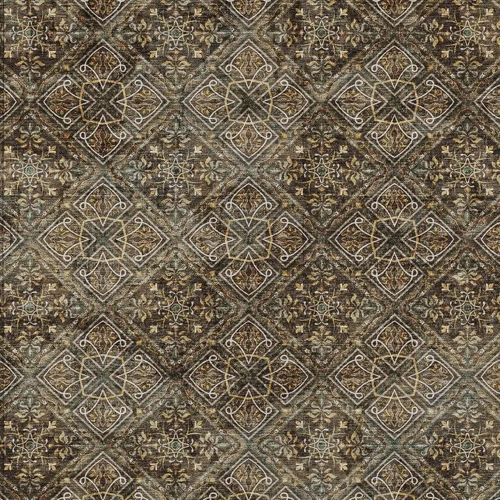 8' X 10' Chocolate And Gray Geometric Washable Indoor Outdoor Area Rug Homeroots Outdoor