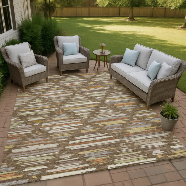 8' X 10' Chocolate And Gray Southwestern Washable Indoor Outdoor Area Rug Homeroots Outdoor