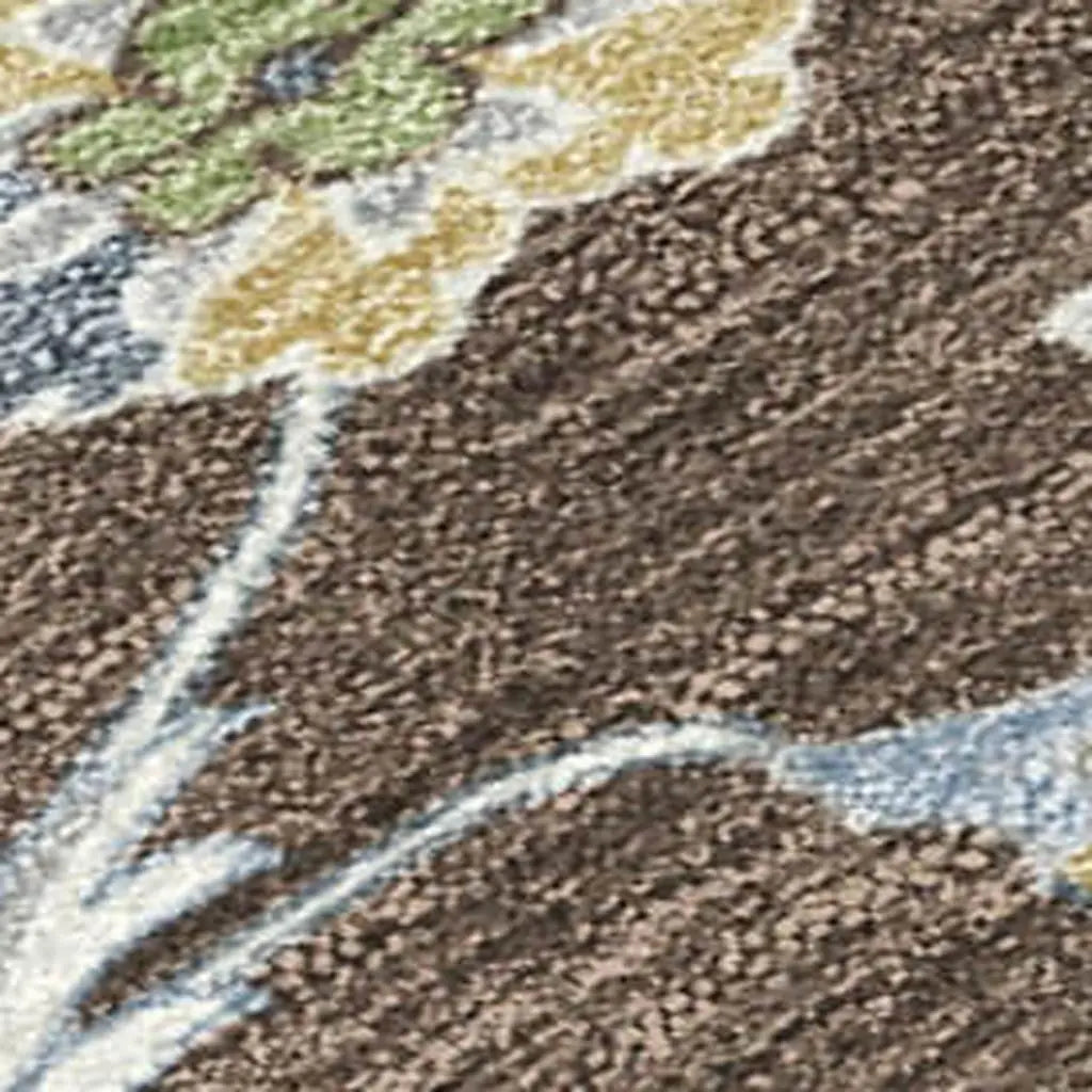 8' X 10' Chocolate And Ivory Floral Medallion Washable Indoor Outdoor Area Rug Homeroots Outdoor