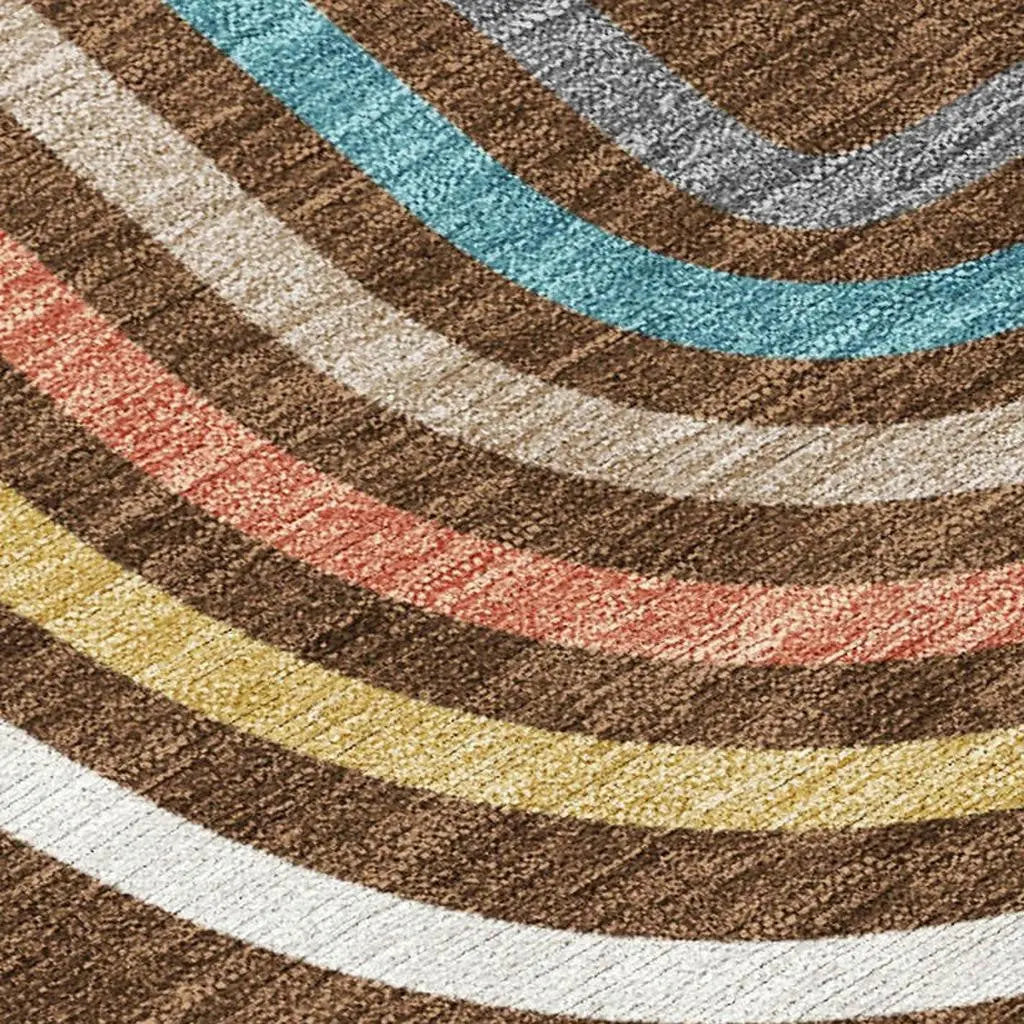 8' X 10' Chocolate And Ivory Geometric Washable Indoor Outdoor Area Rug Homeroots Outdoor