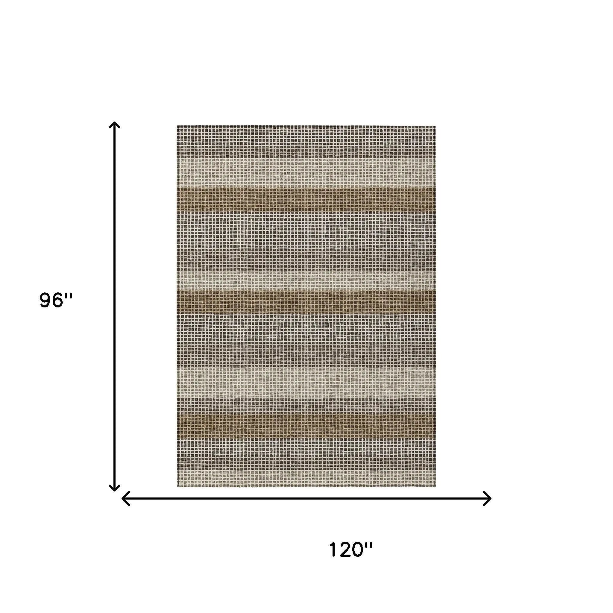 8' X 10' Chocolate And Ivory Striped Washable Indoor Outdoor Area Rug Homeroots Outdoor
