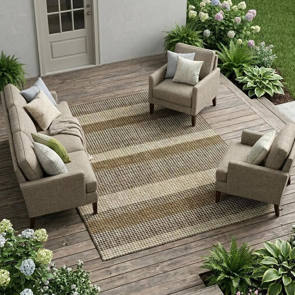 8' X 10' Chocolate And Ivory Striped Washable Indoor Outdoor Area Rug Homeroots Outdoor