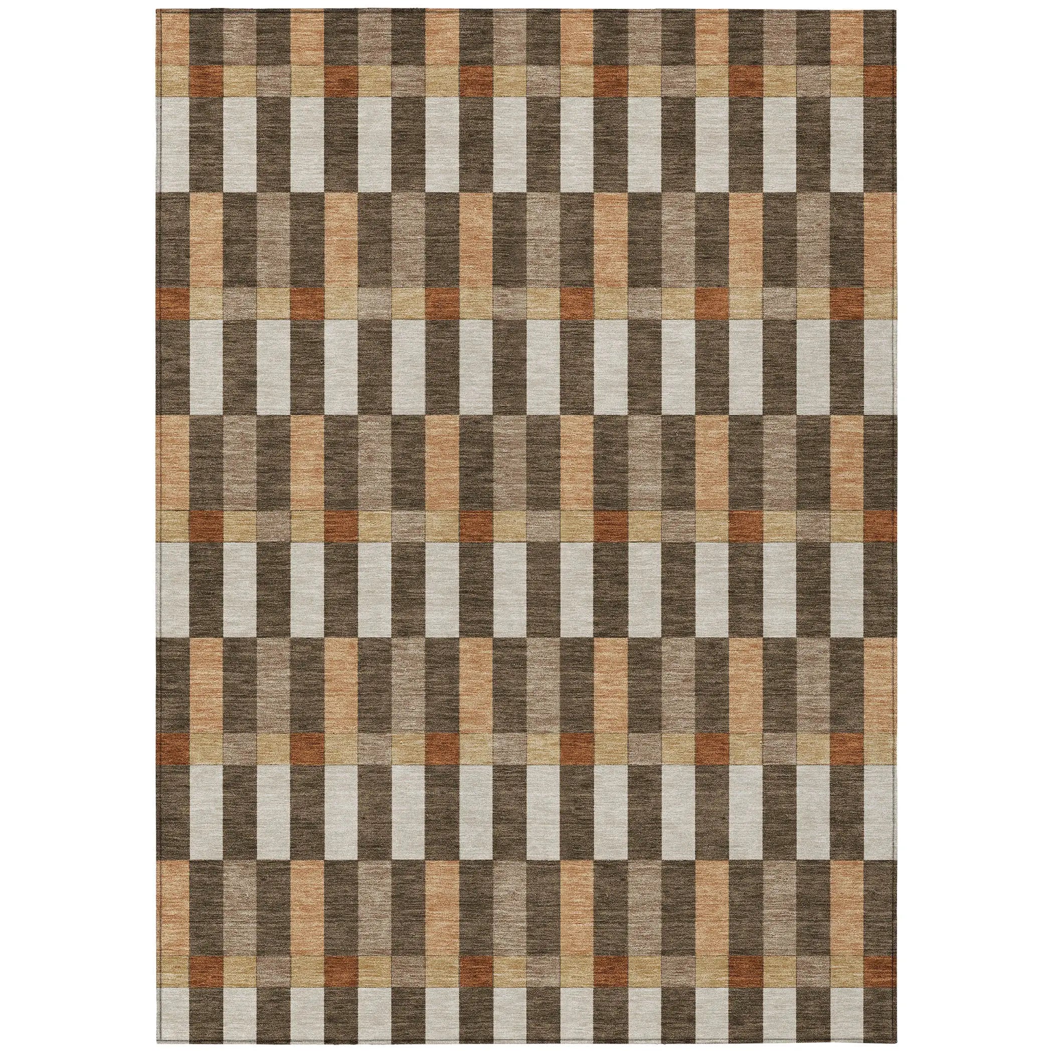 8' X 10' Chocolate And Khaki Geometric Washable Indoor Outdoor Area Rug Homeroots Outdoor