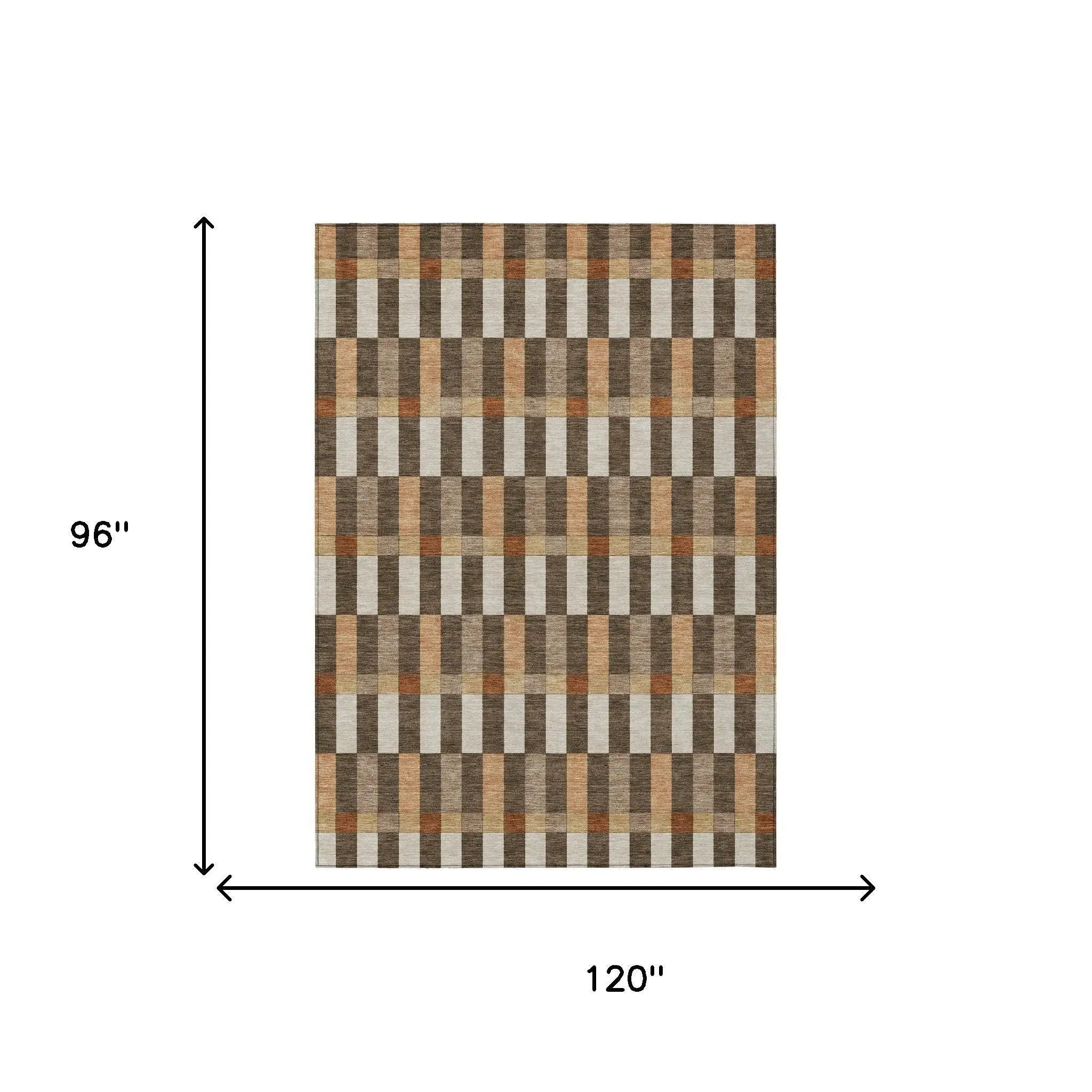 8' X 10' Chocolate And Khaki Geometric Washable Indoor Outdoor Area Rug Homeroots Outdoor