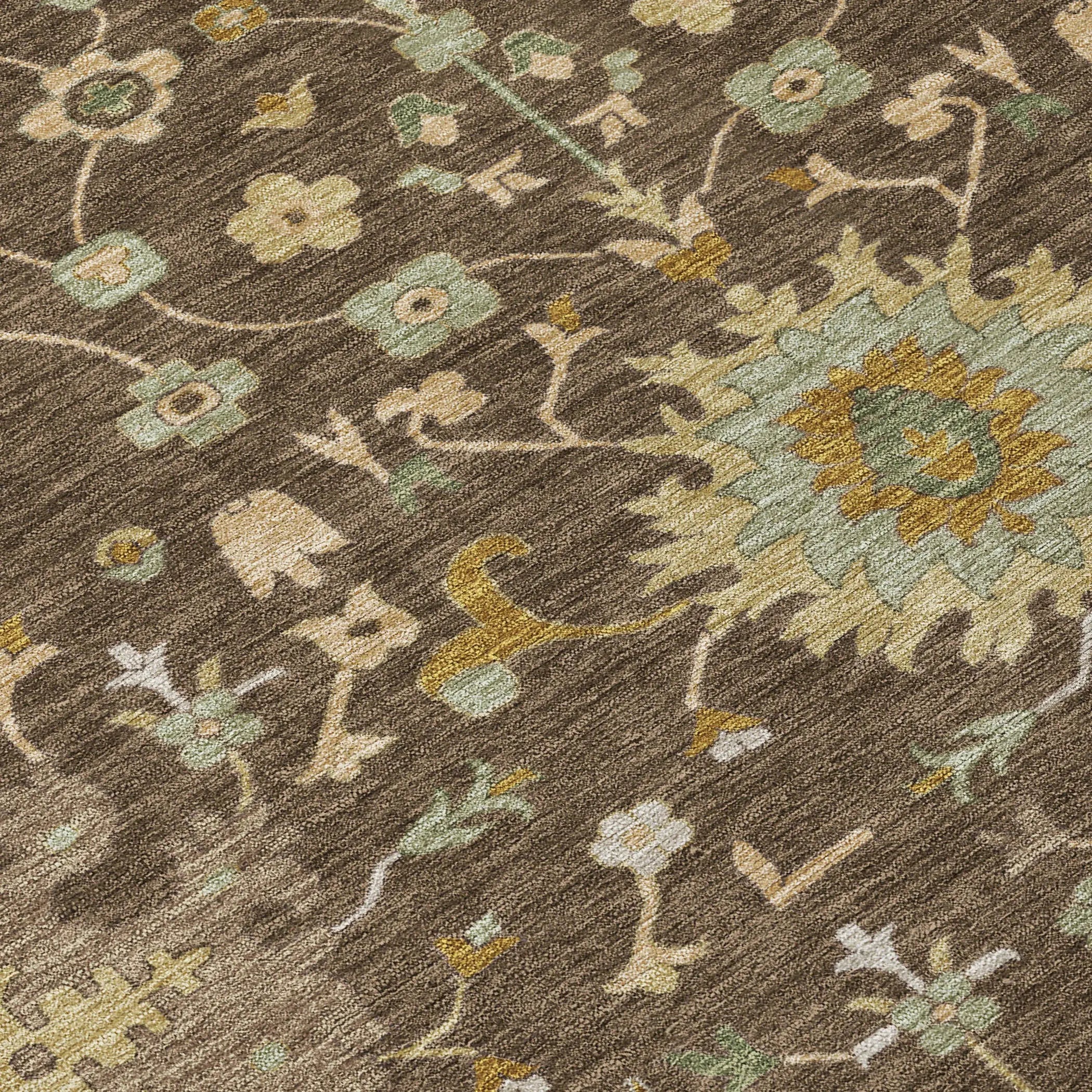 8' X 10' Chocolate And Olive Green Faux Bois Washable Indoor Outdoor Area Rug Homeroots Outdoor