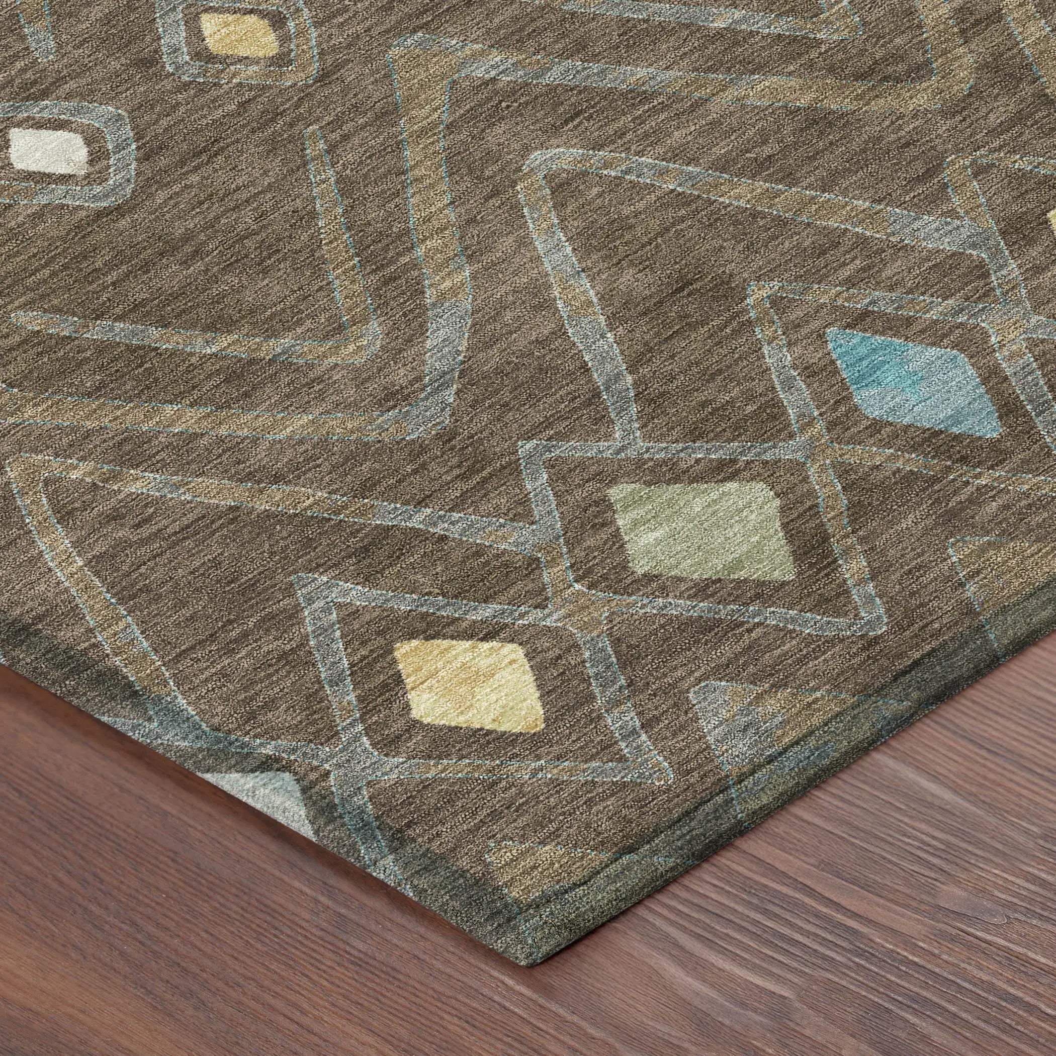 8' X 10' Chocolate And Orange Geometric Washable Indoor Outdoor Area Rug Homeroots Outdoor
