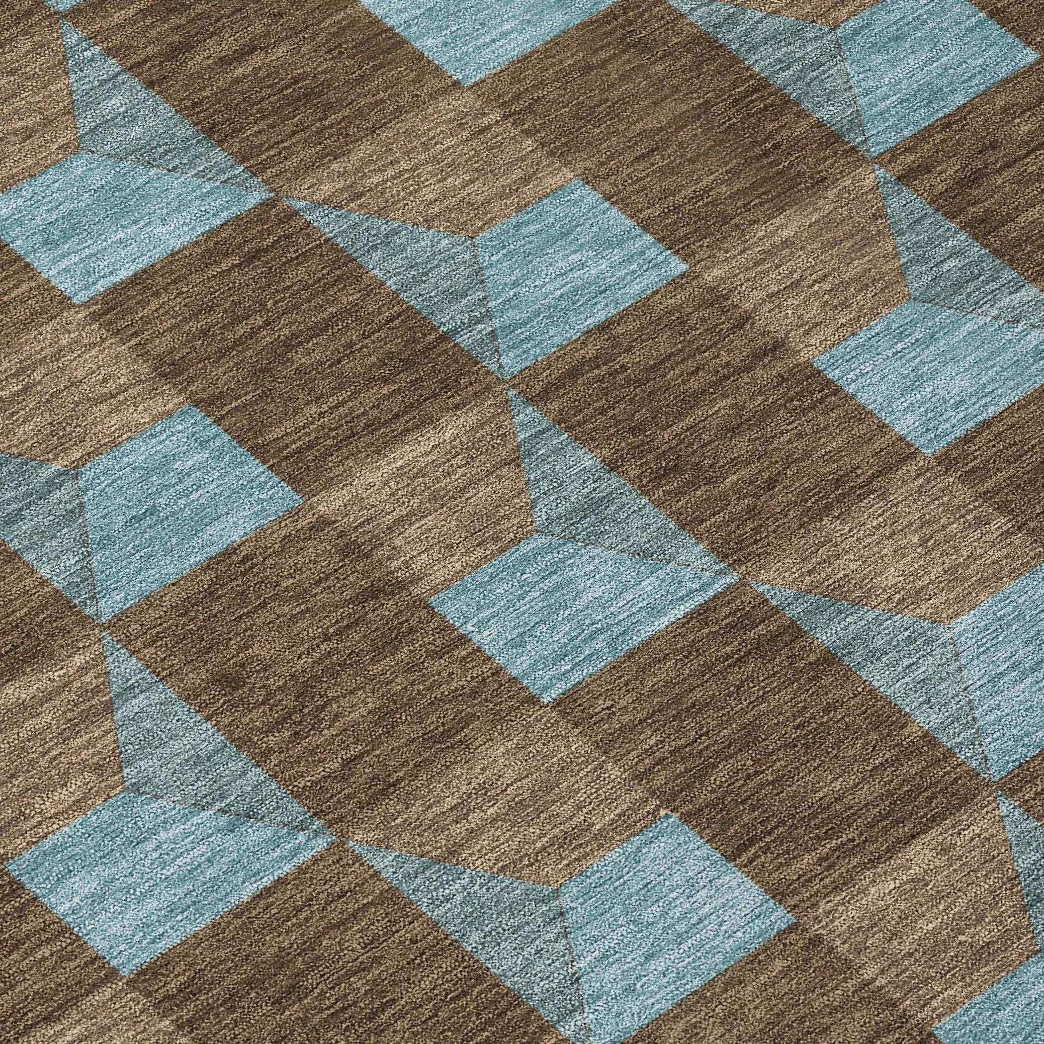 8' X 10' Chocolate And Silver Geometric Washable Indoor Outdoor Area Rug Homeroots Outdoor