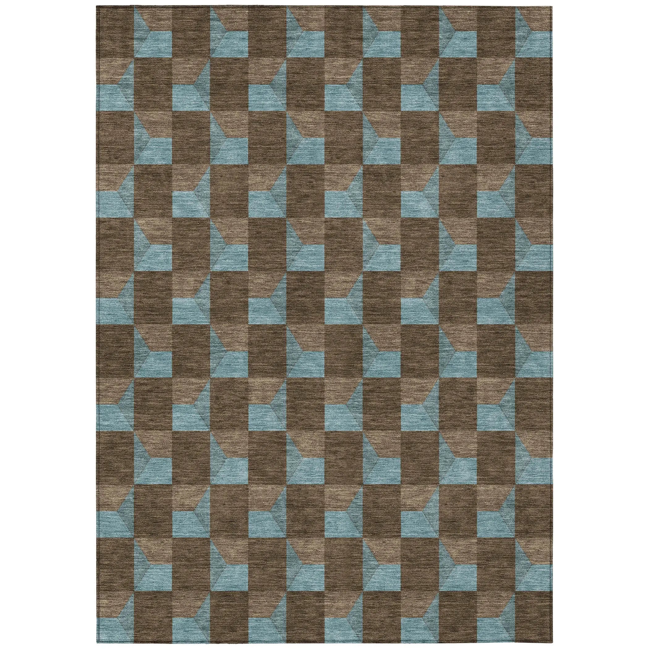 8' X 10' Chocolate And Silver Geometric Washable Indoor Outdoor Area Rug Homeroots Outdoor