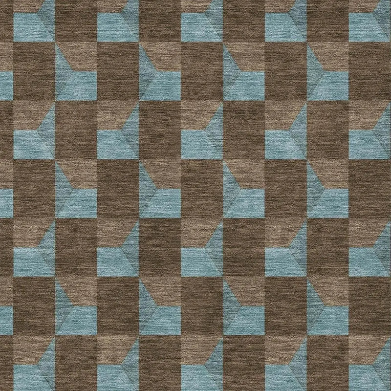 8' X 10' Chocolate And Silver Geometric Washable Indoor Outdoor Area Rug Homeroots Outdoor