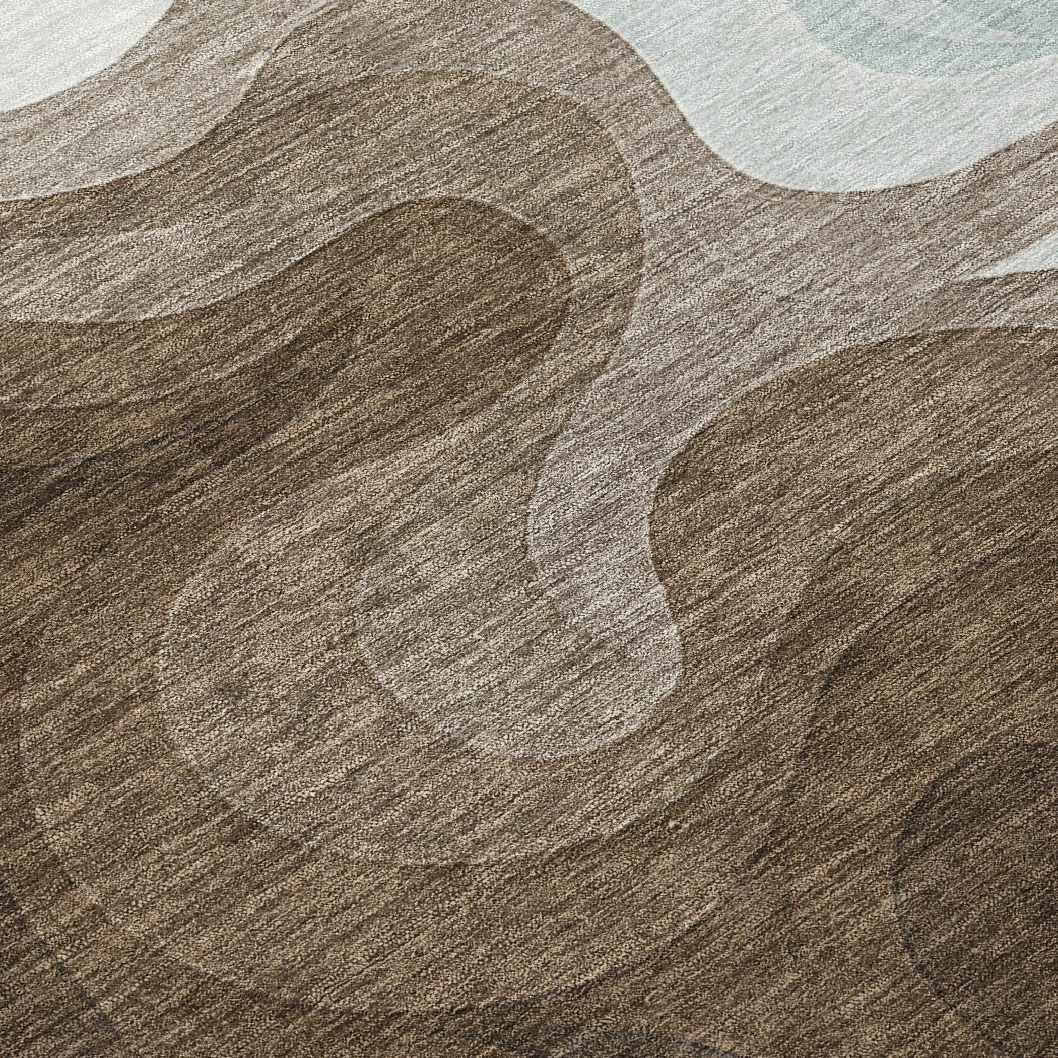 8' X 10' Chocolate And Sky Blue Abstract Washable Indoor Outdoor Area Rug Homeroots Outdoor
