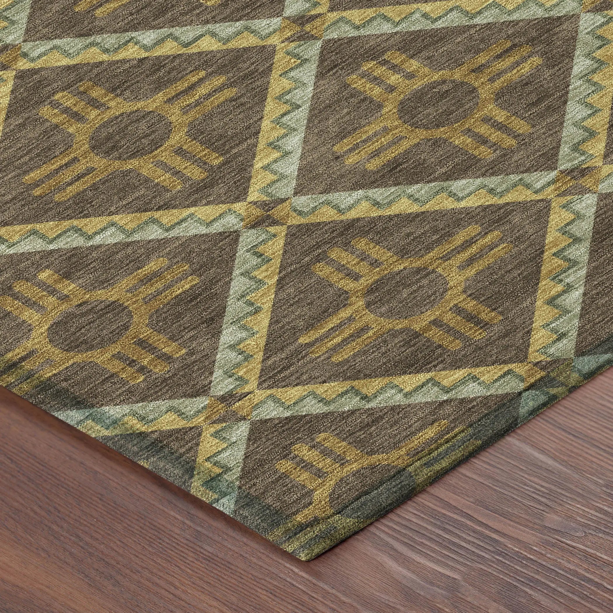8' X 10' Chocolate And Taupe Geometric Washable Indoor Outdoor Area Rug Homeroots Outdoor