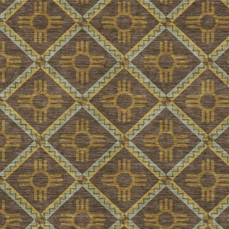 8' X 10' Chocolate And Taupe Geometric Washable Indoor Outdoor Area Rug Homeroots Outdoor