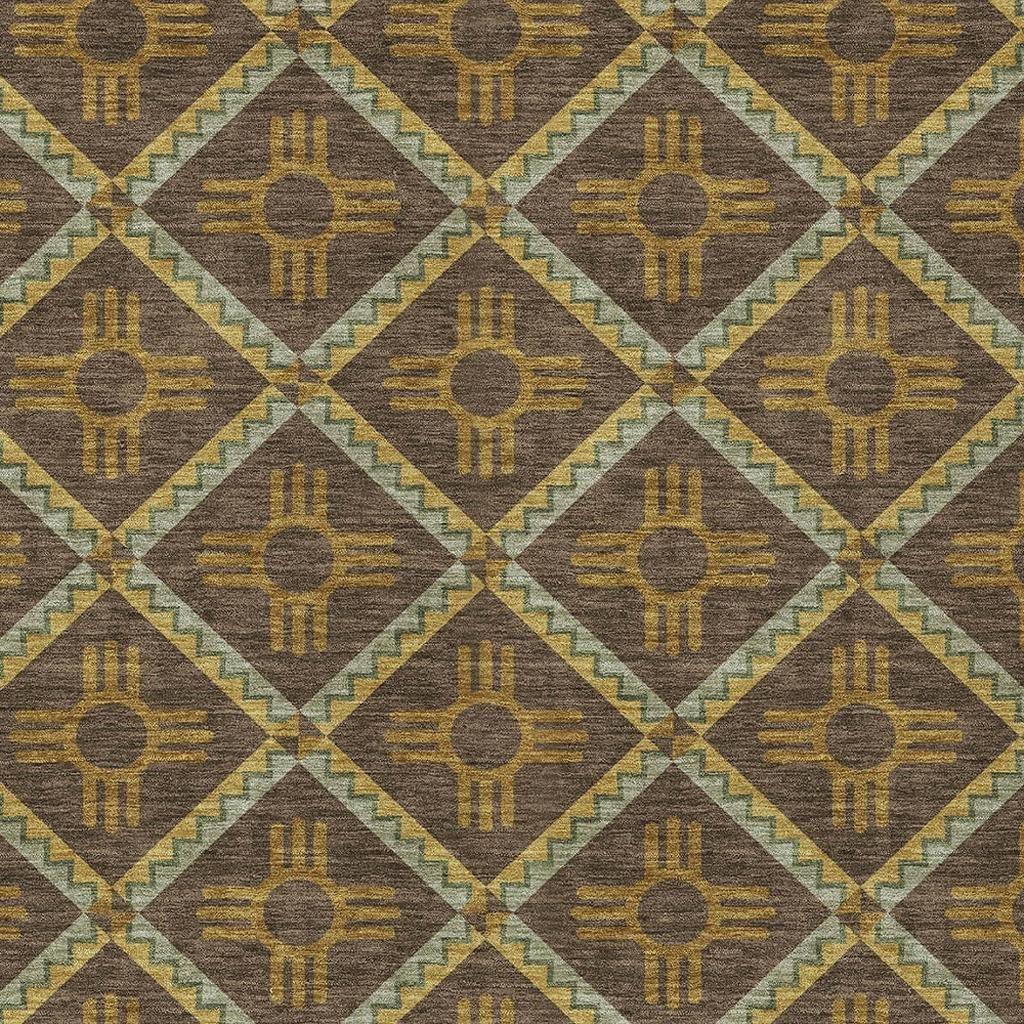 8' X 10' Chocolate And Taupe Geometric Washable Indoor Outdoor Area Rug Homeroots Outdoor