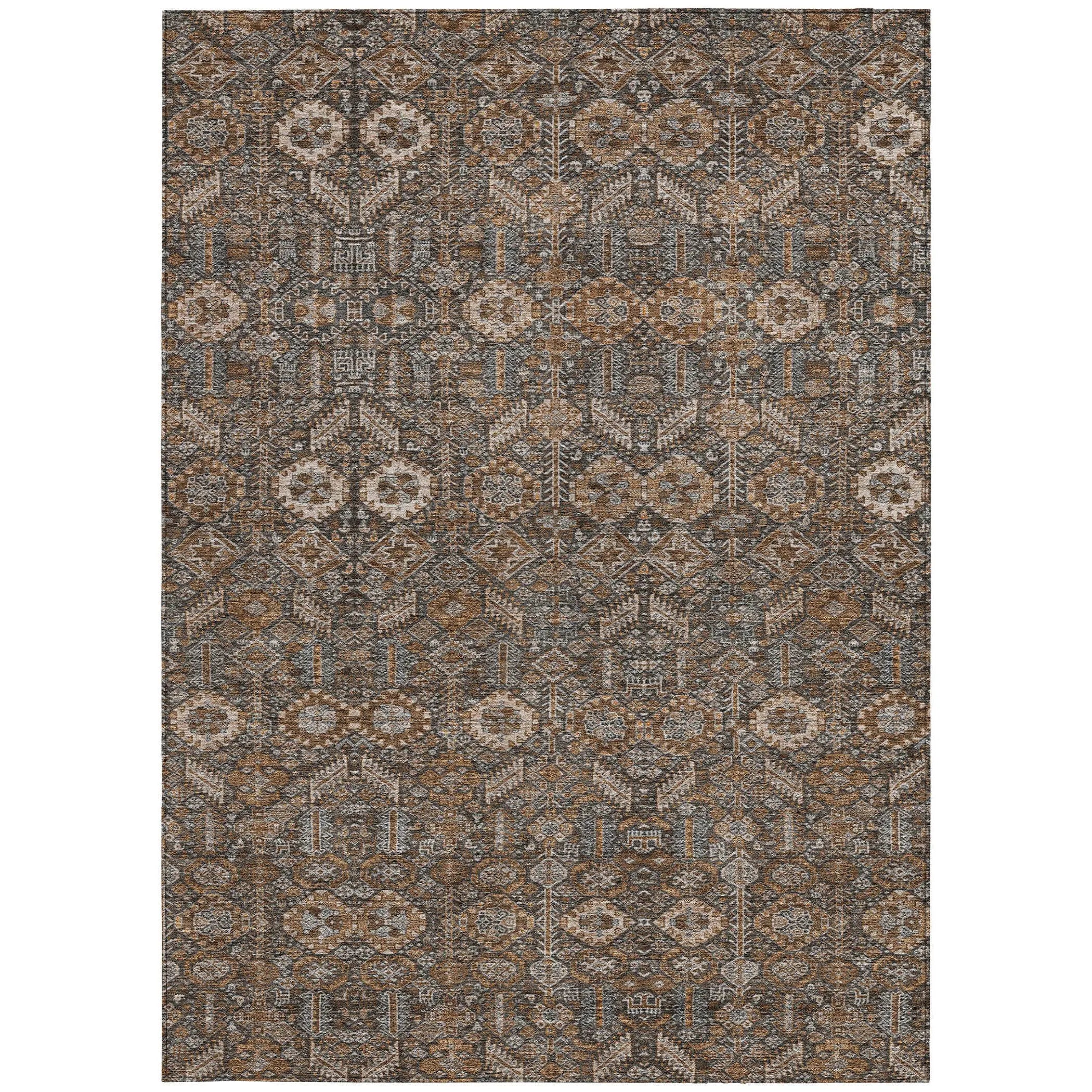 8' X 10' Chocolate Floral Washable Non Skid Indoor Outdoor Area Rug Homeroots Outdoor