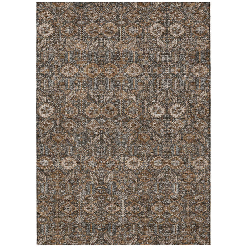 8' X 10' Chocolate Floral Washable Non Skid Indoor Outdoor Area Rug Homeroots Outdoor