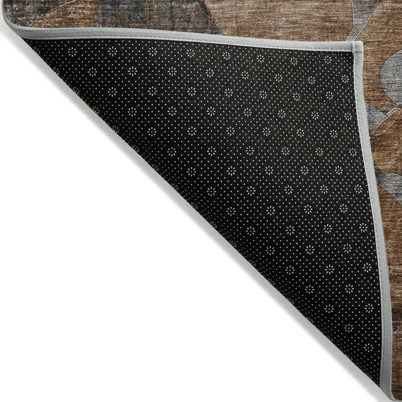 8' X 10' Chocolate Terracotta and Ivory Abstract Washable Indoor Outdoor Area Rug - GreatEagleInc