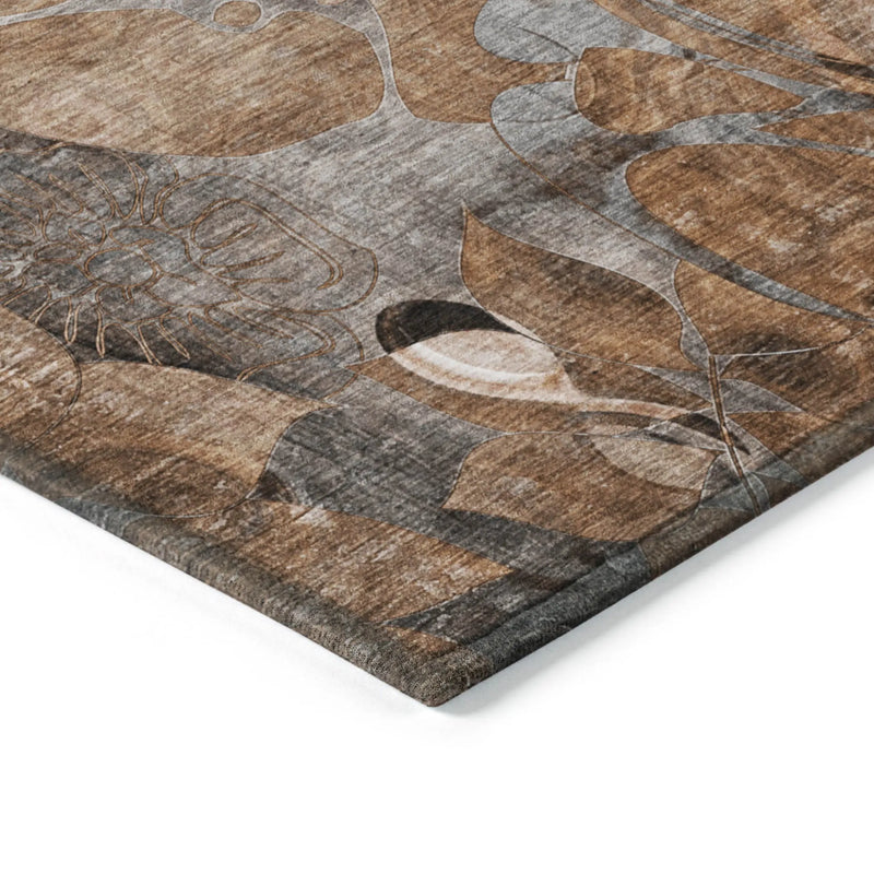 8' X 10' Chocolate Terracotta and Ivory Abstract Washable Indoor Outdoor Area Rug - GreatEagleInc