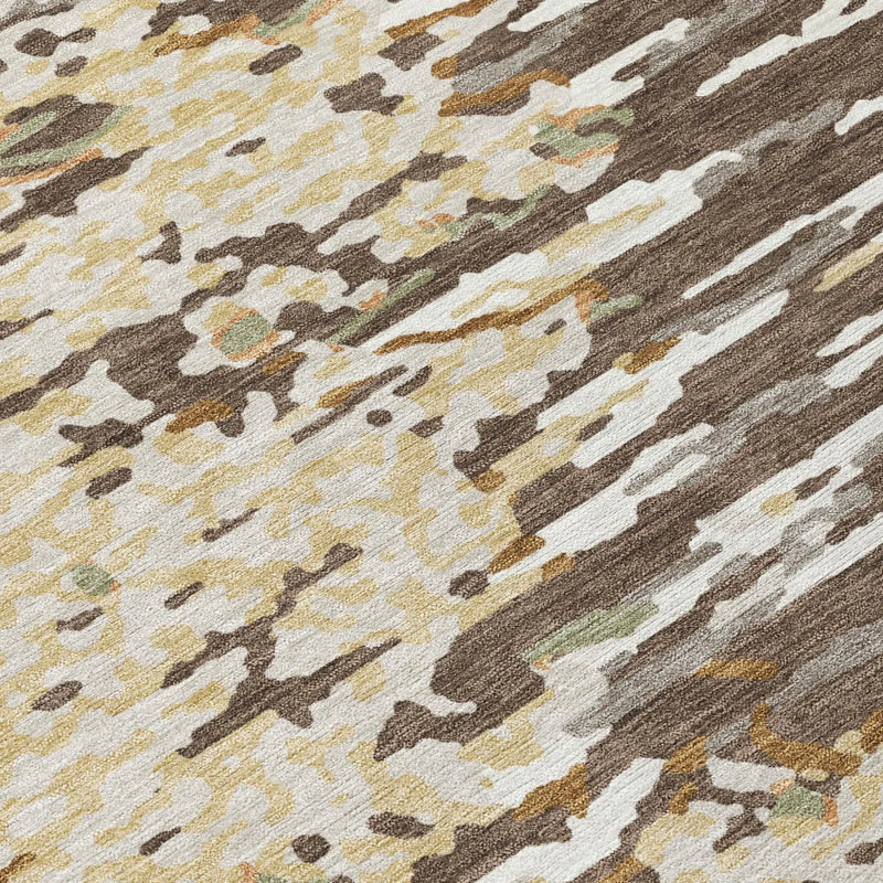 8' X 10' Coffee And Brown Abstract Washable Indoor Outdoor Area Rug Homeroots Outdoor