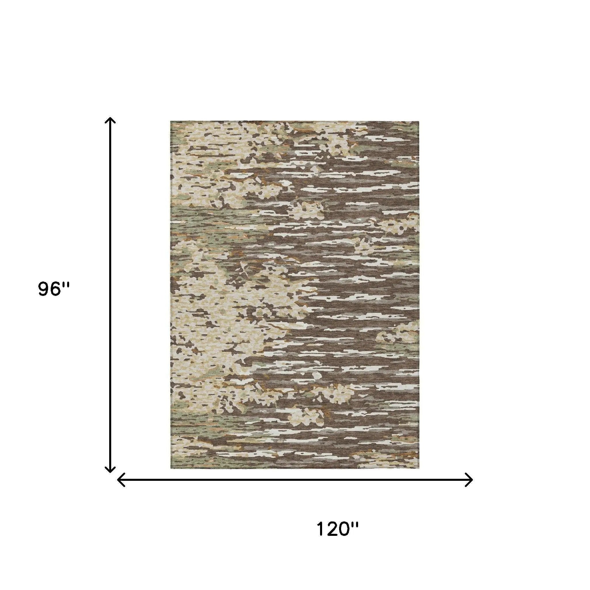 8' X 10' Coffee And Brown Abstract Washable Indoor Outdoor Area Rug Homeroots Outdoor
