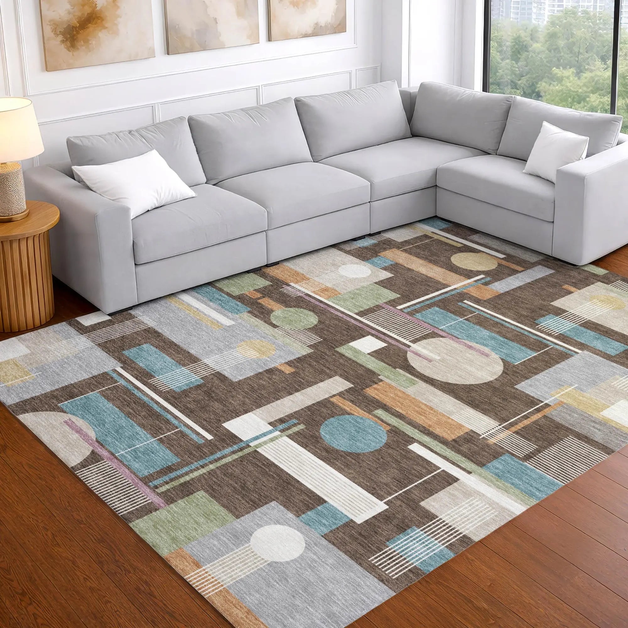 8' X 10' Coffee And Brown Geometric Washable Indoor Outdoor Area Rug Homeroots Outdoor