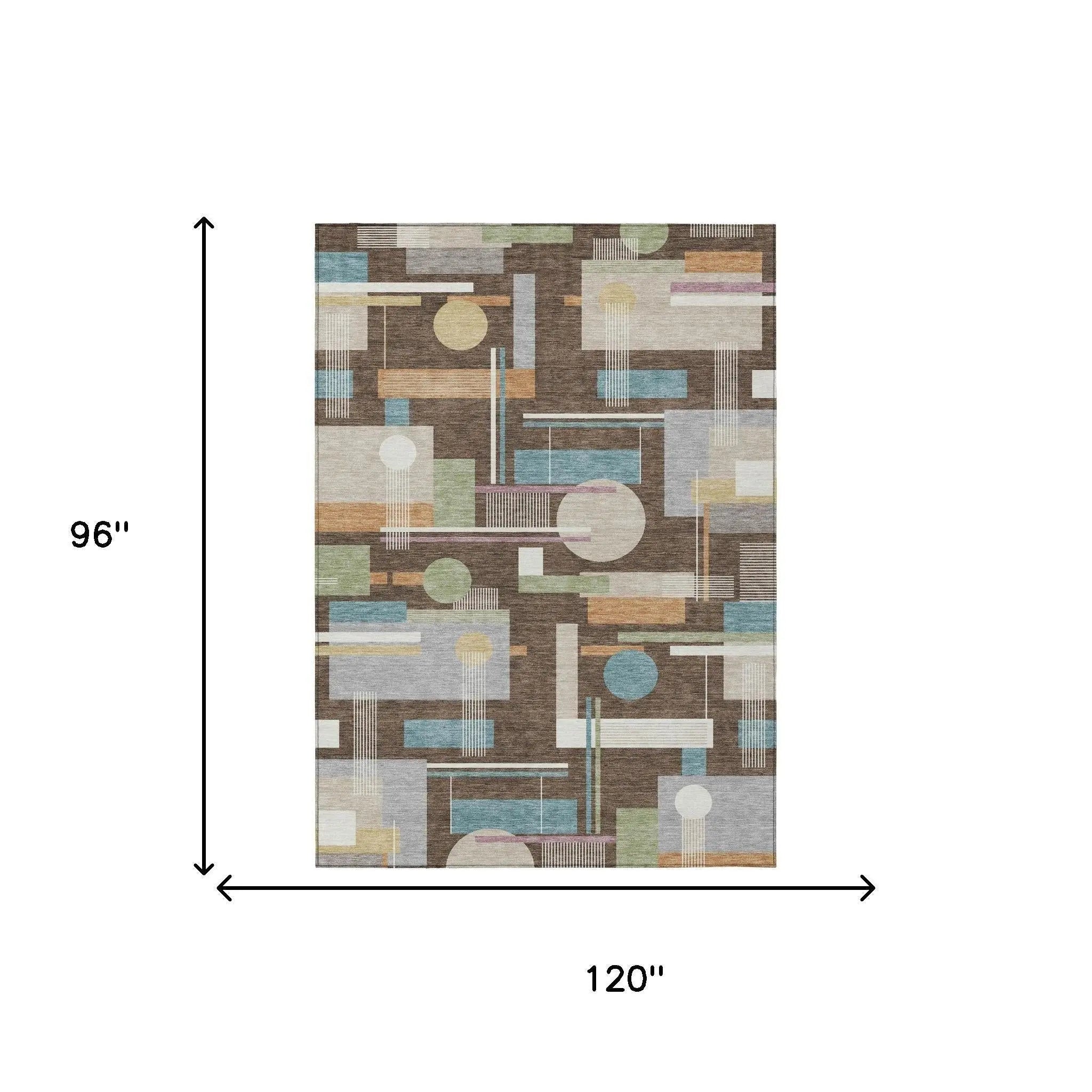 8' X 10' Coffee And Brown Geometric Washable Indoor Outdoor Area Rug Homeroots Outdoor