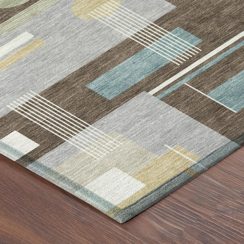 8' X 10' Coffee And Brown Geometric Washable Indoor Outdoor Area Rug Homeroots Outdoor