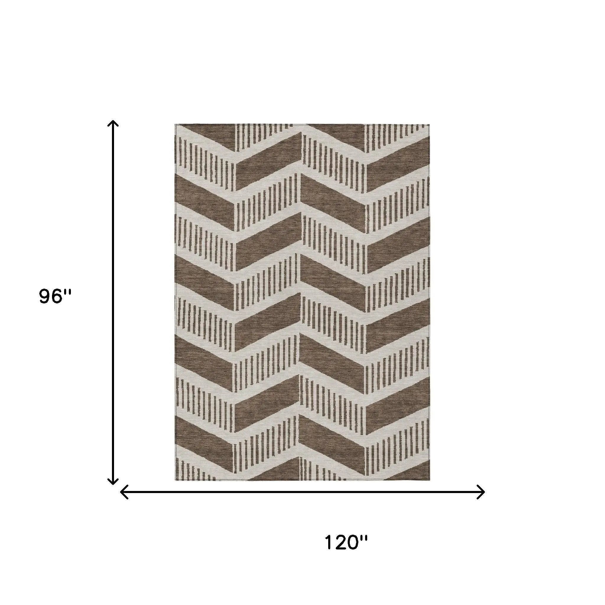 8' X 10' Coffee And Brown Geometric Washable Indoor Outdoor Area Rug Homeroots Outdoor