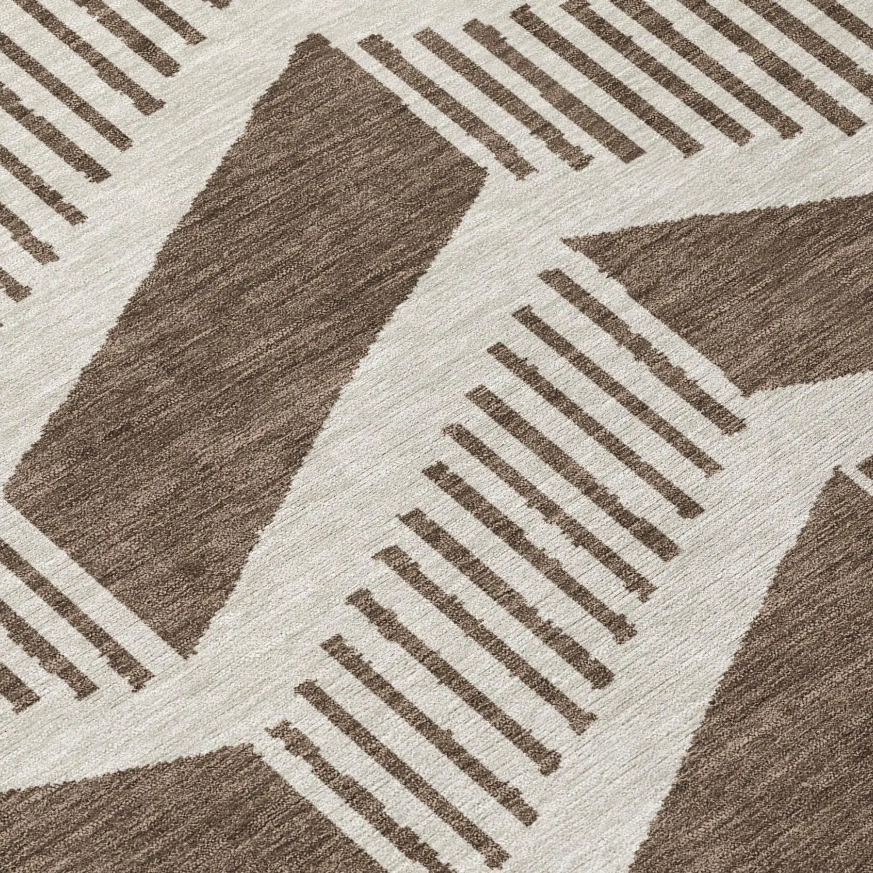 8' X 10' Coffee And Brown Geometric Washable Indoor Outdoor Area Rug Homeroots Outdoor