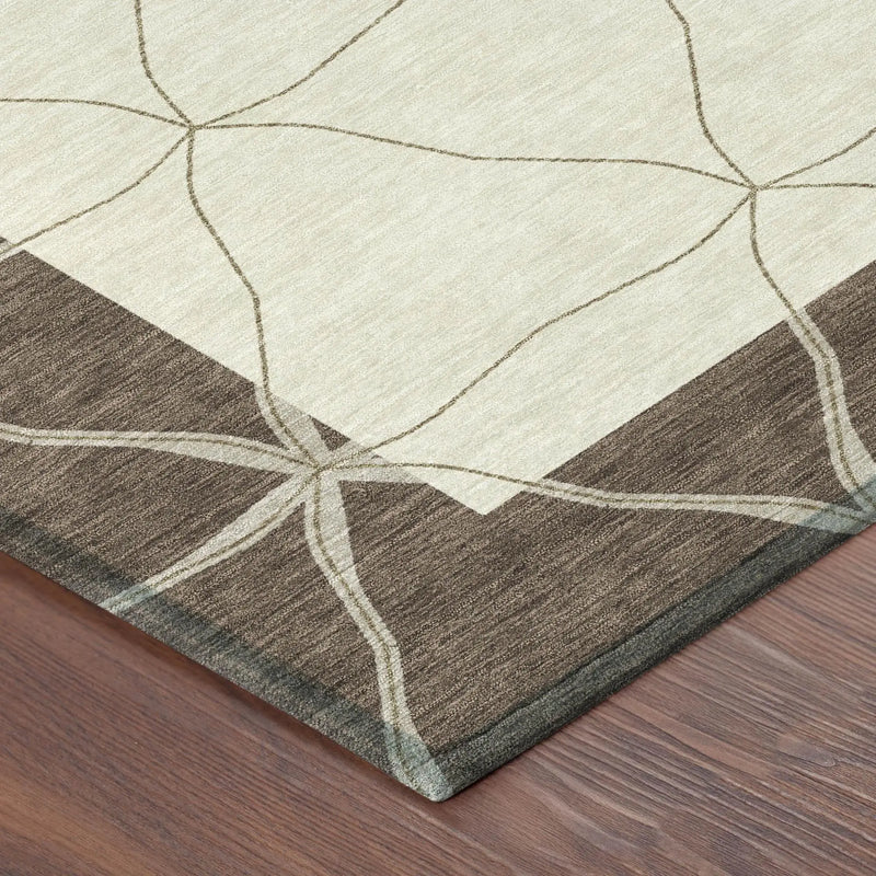 8' X 10' Coffee And Brown Geometric Washable Indoor Outdoor Area Rug Homeroots Outdoor