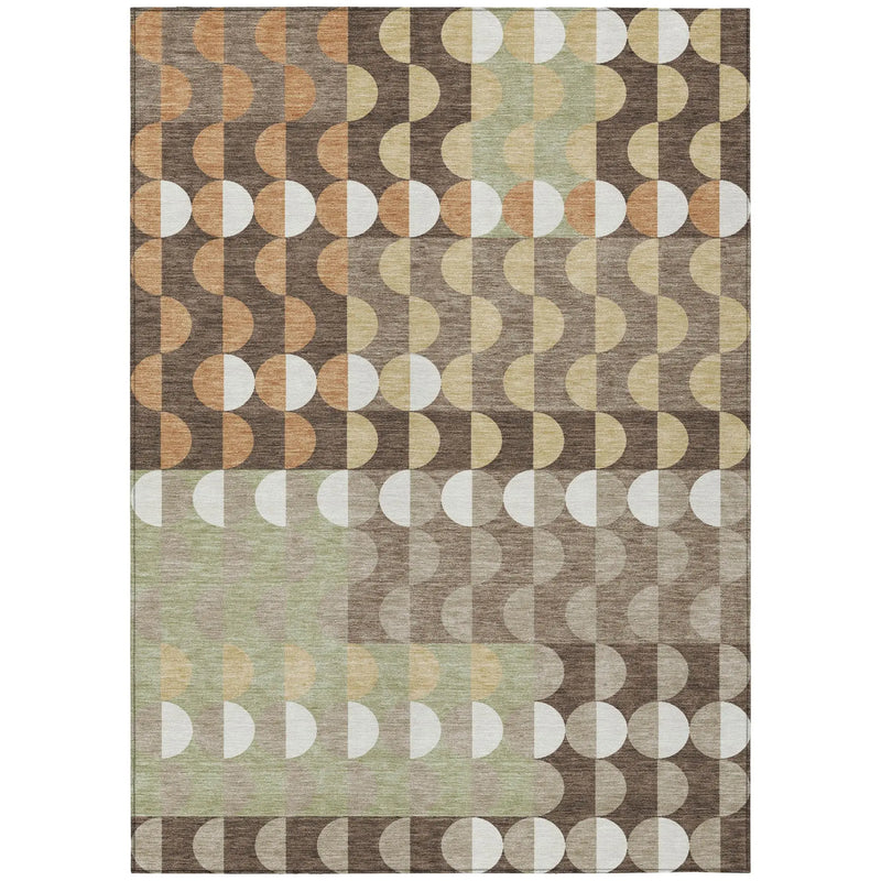 8' X 10' Coffee And Brown Geometric Washable Indoor Outdoor Area Rug Homeroots Outdoor