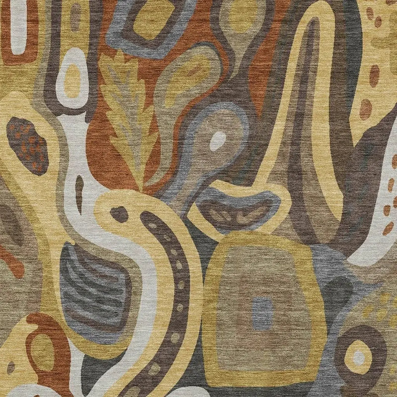 8' X 10' Coffee And Chocolate Abstract Washable Indoor Outdoor Area Rug Homeroots Outdoor