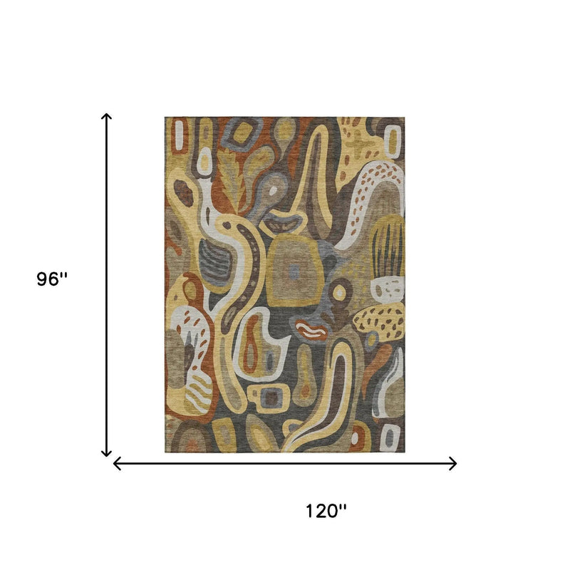 8' X 10' Coffee And Chocolate Abstract Washable Indoor Outdoor Area Rug Homeroots Outdoor