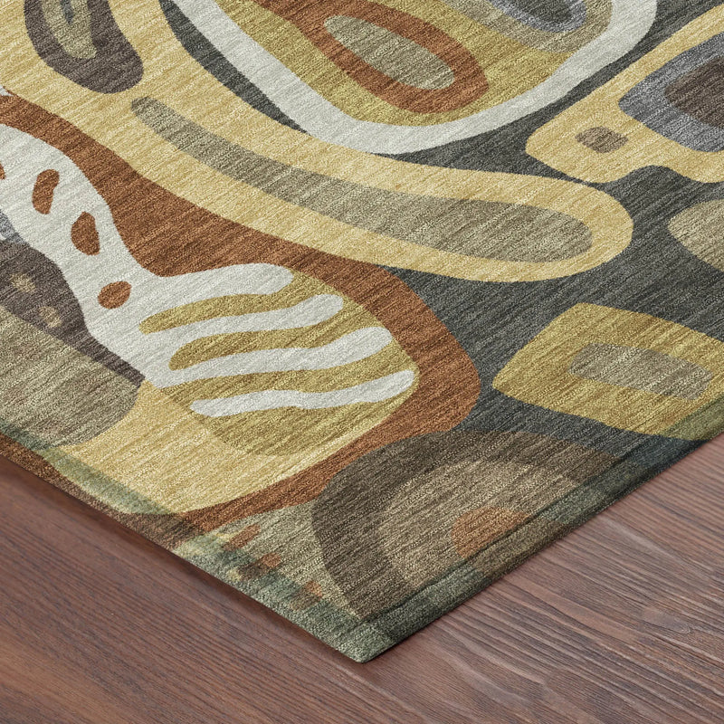 8' X 10' Coffee And Chocolate Abstract Washable Indoor Outdoor Area Rug Homeroots Outdoor