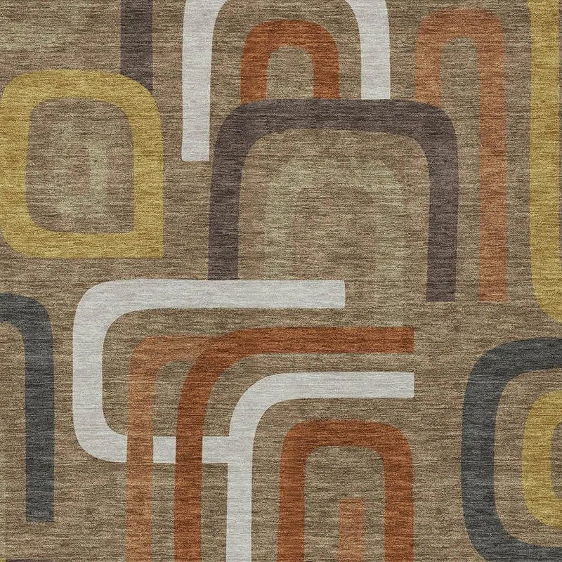 8' X 10' Coffee And Chocolate Geometric Washable Indoor Outdoor Area Rug Homeroots Outdoor