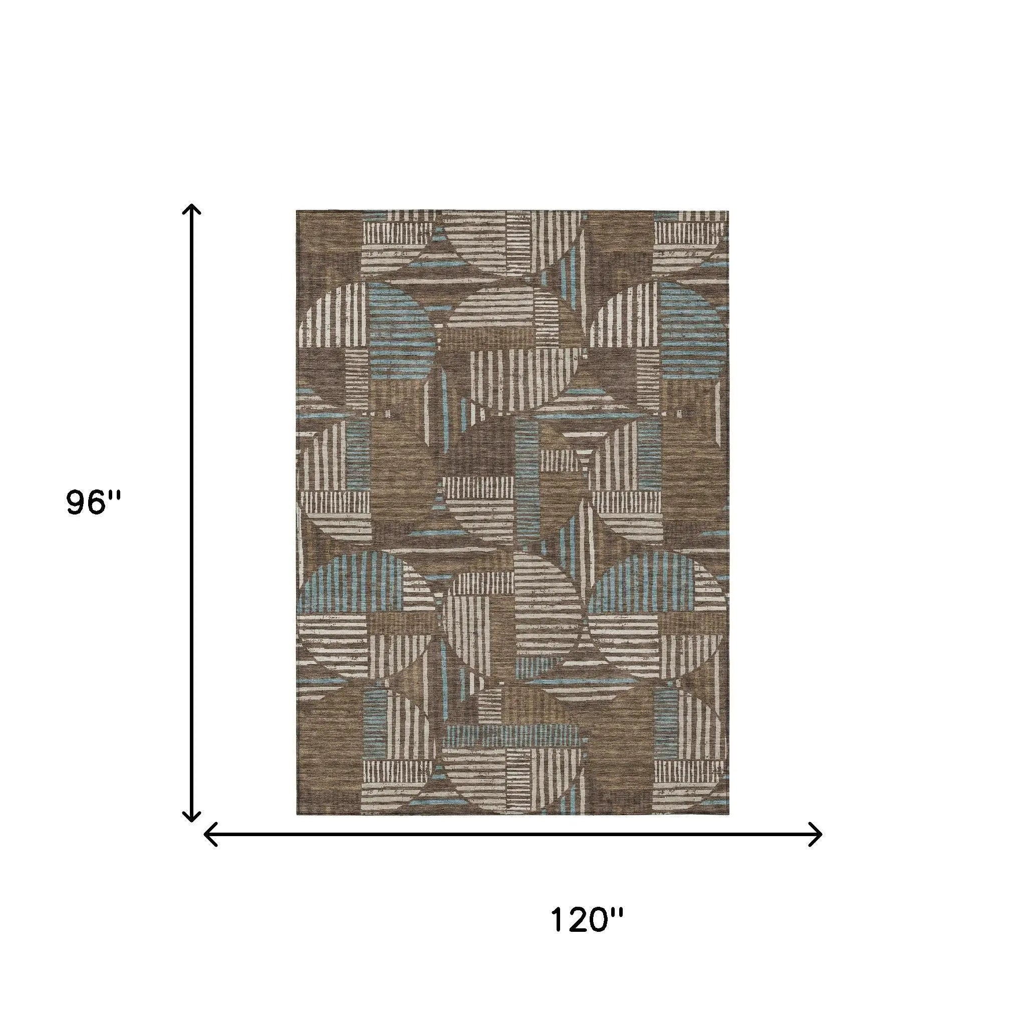 8' X 10' Coffee And Graphite Geometric Washable Indoor Outdoor Area Rug Homeroots Outdoor
