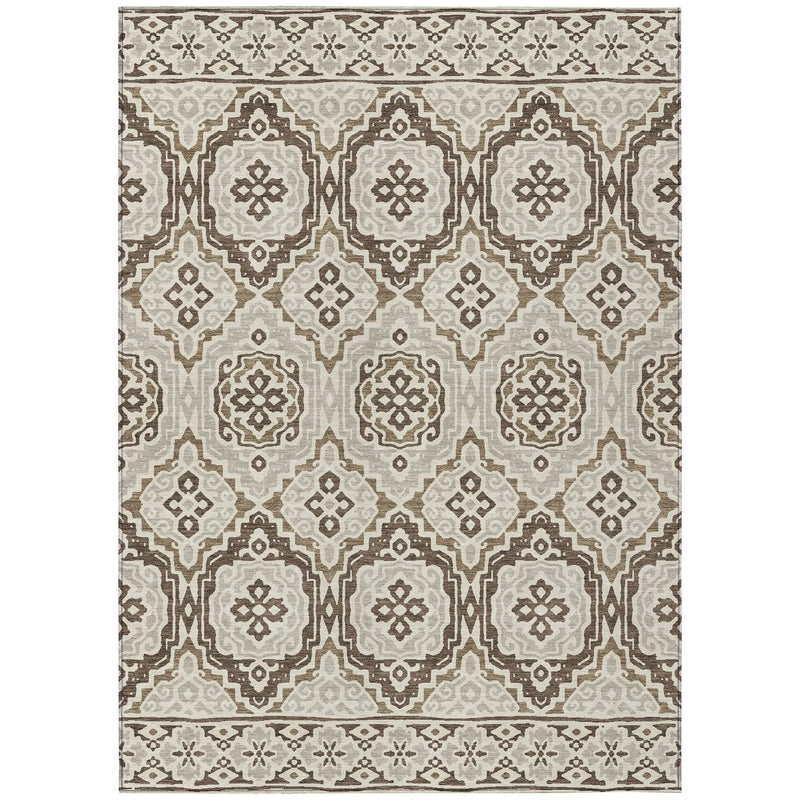 8' X 10' Coffee And Gray Tribal Washable Indoor Outdoor Area Rug Homeroots Outdoor