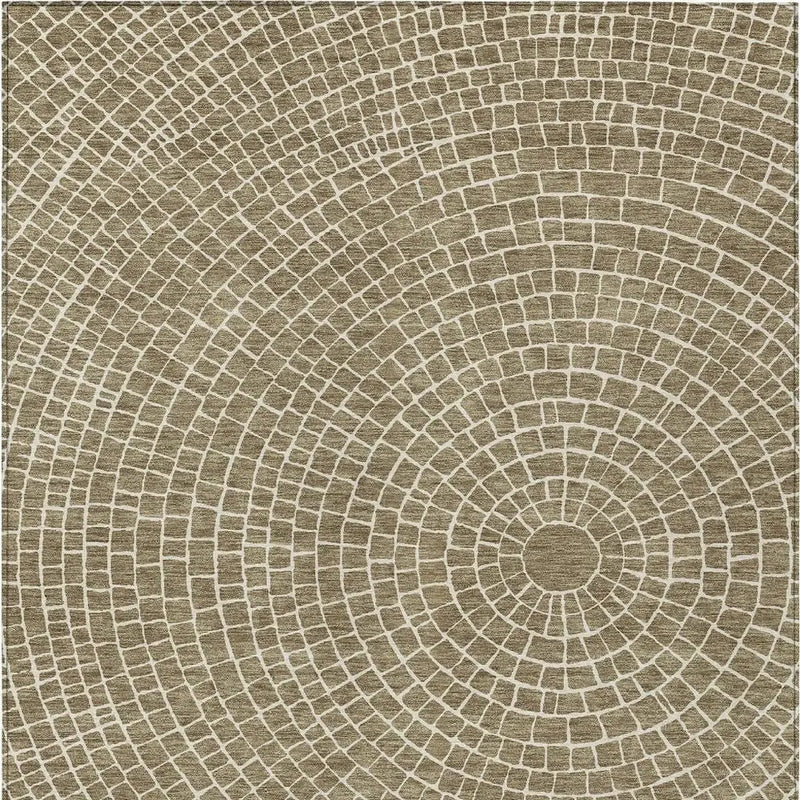 8' X 10' Coffee And Ivory Geometric Washable Indoor Outdoor Area Rug Homeroots Outdoor