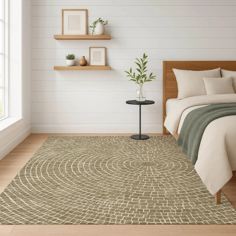 8' X 10' Coffee And Ivory Geometric Washable Indoor Outdoor Area Rug Homeroots Outdoor