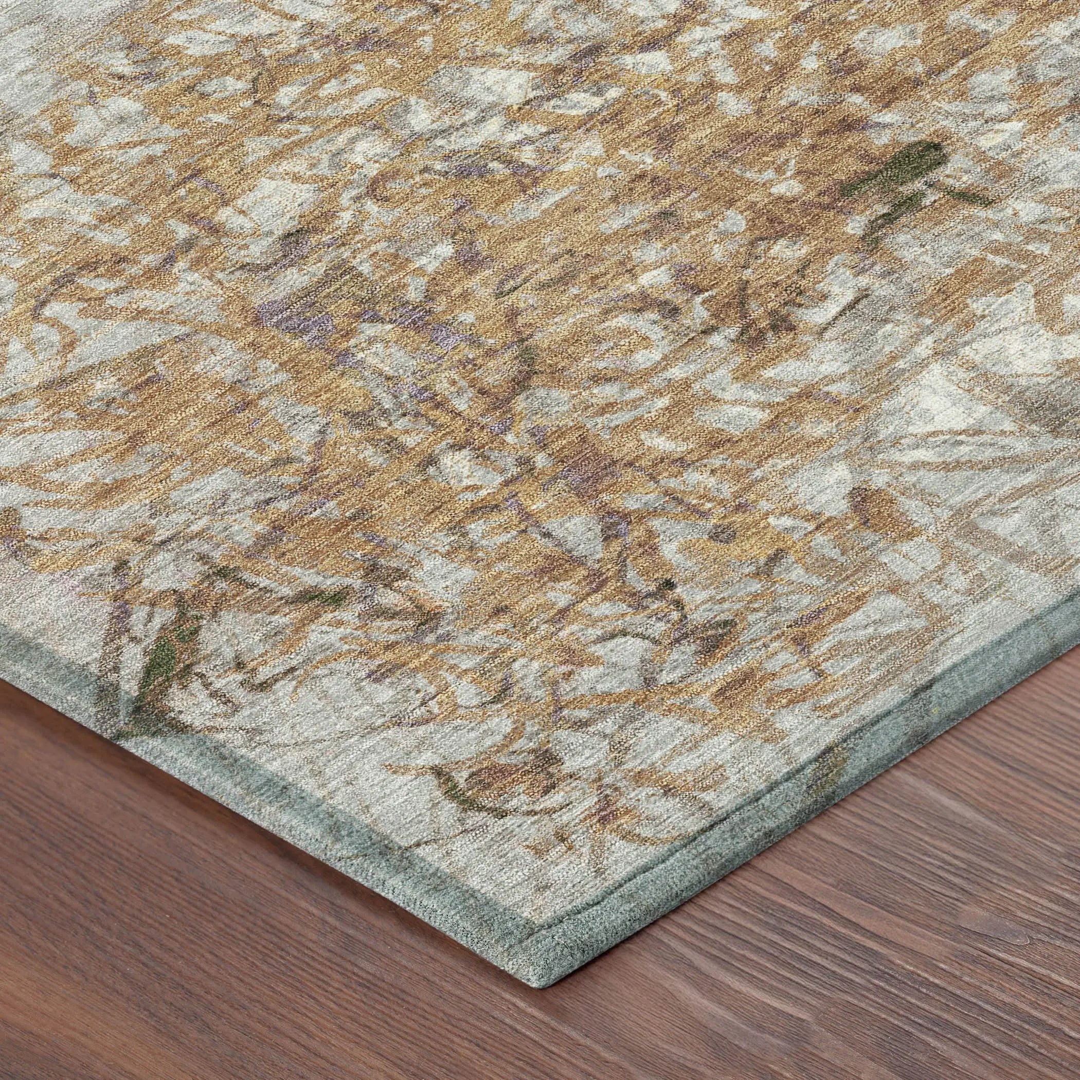8' X 10' Copper And Beige Abstract Washable Indoor Outdoor Area Rug Homeroots Outdoor